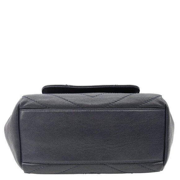 YVES SAINT LAURENT  Vintage Monogram Nolita Chevron Leather Shoulder Bag Navy Bl - Picture 11 of 15